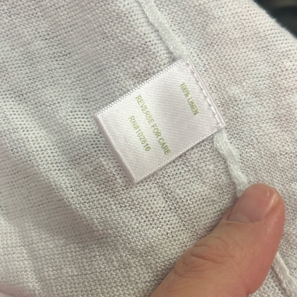Garnet Hill Cream Open-Front 100% Linen Cardigan Size Small - Picture 3 of 4